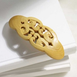 Japanese Boxwood Barrette with Arabesque Pattern, A